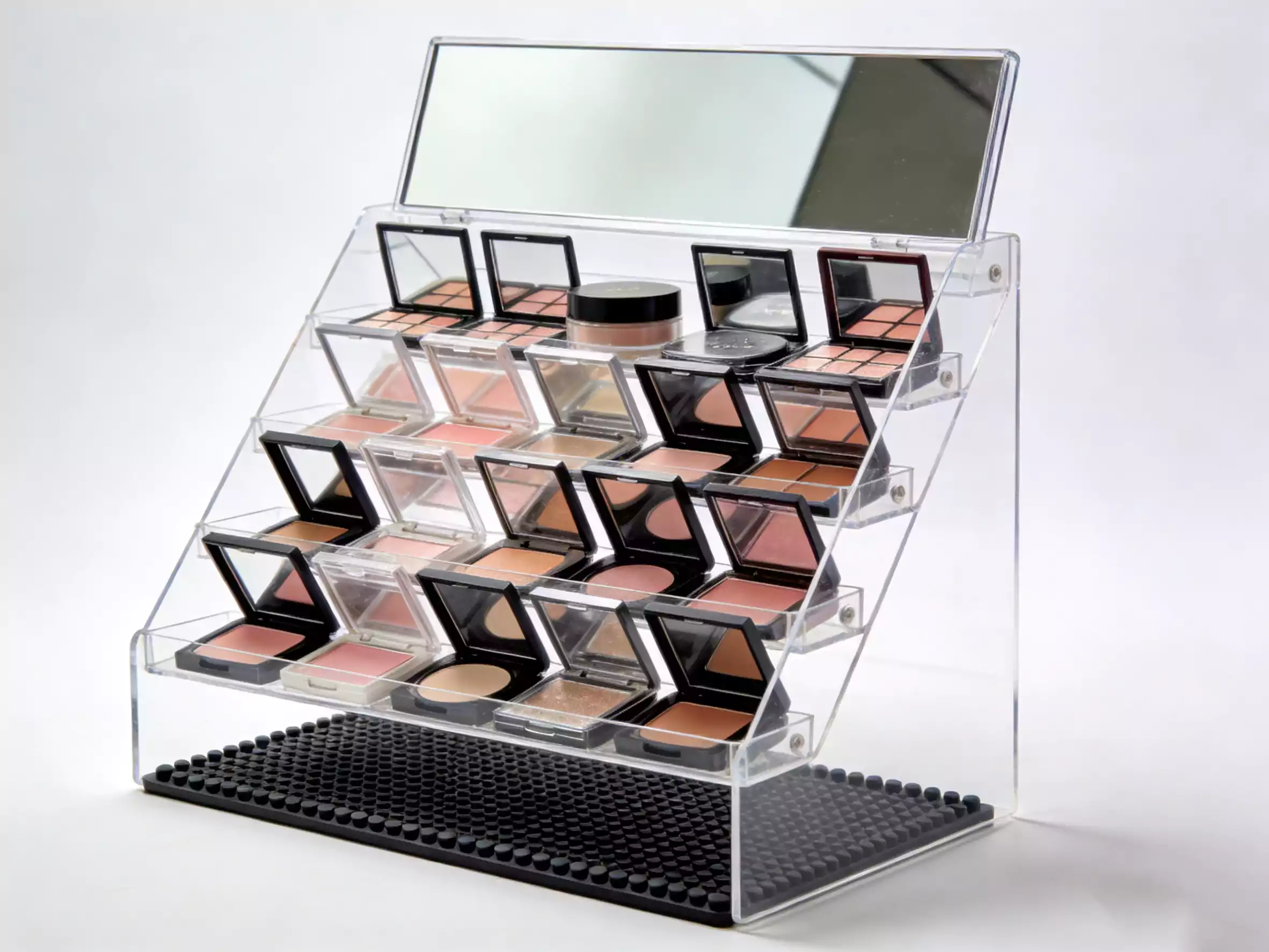 Clear acrylic beauty organizer for lipstick and makeup brushes
