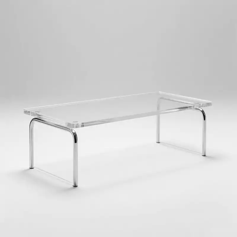Clear Acrylic Coffee Table 40x20" - Chrome Legs Modern Design - Customacrylicpro Premium Acrylic Product