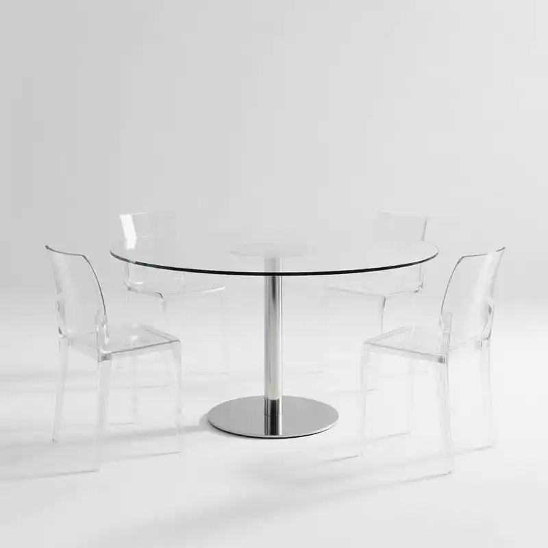 Round Acrylic Dining Table 80cm - Metal Pedestal Base Seats 4 - Customacrylicpro Premium Acrylic Product