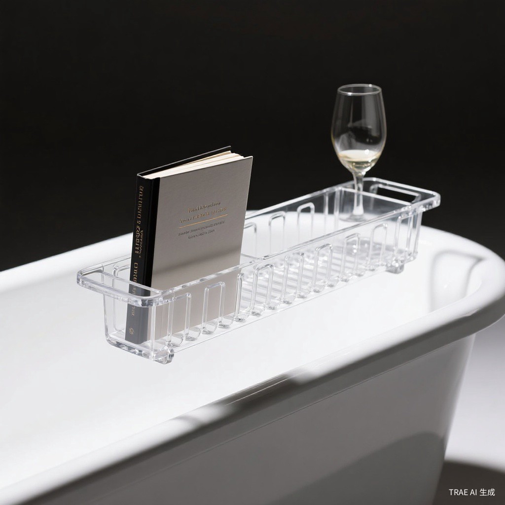 Adjustable Acrylic Bathtub Caddy - Book Holder Wine Glass Slots - Customacrylicpro Premium Acrylic Product