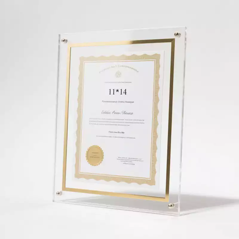 Acrylic Certificate Frame with Gold Border 11x14 - Customacrylicpro Premium Acrylic Product
