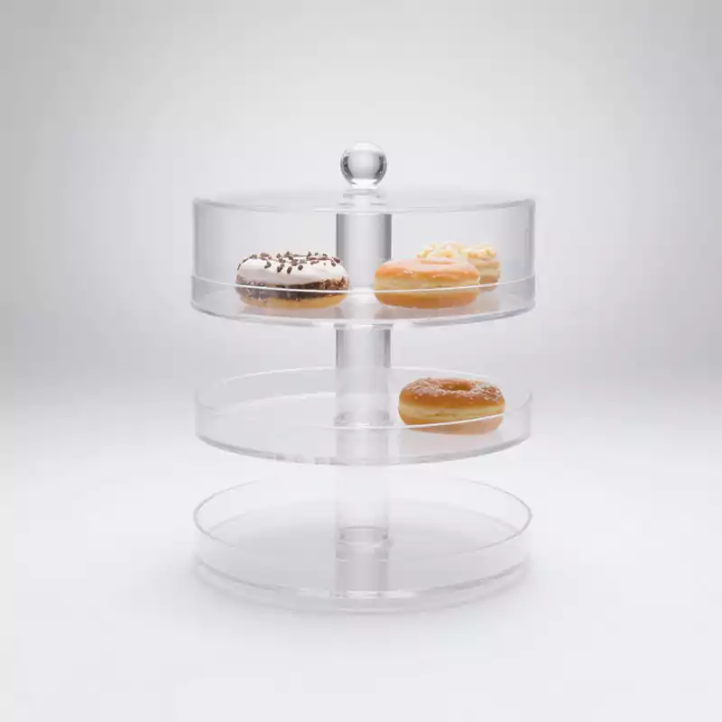 Acrylic Donut Display Case 3-Tier Rotating - Customacrylicpro Premium Acrylic Product