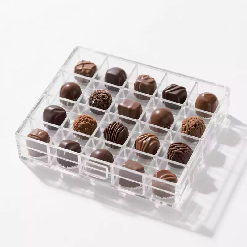 Acrylic Chocolate Truffle Display Box 24 Compartment - Customacrylicpro Premium Acrylic Product