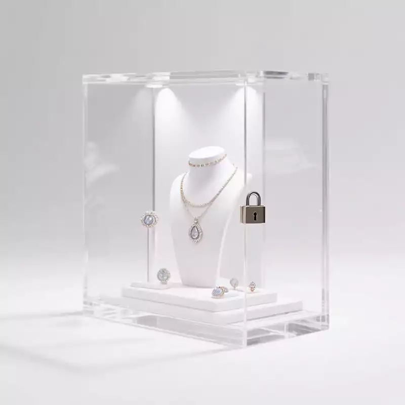 Acrylic Jewelry Display Showcase Lockable Cabinet - Customacrylicpro Premium Acrylic Product