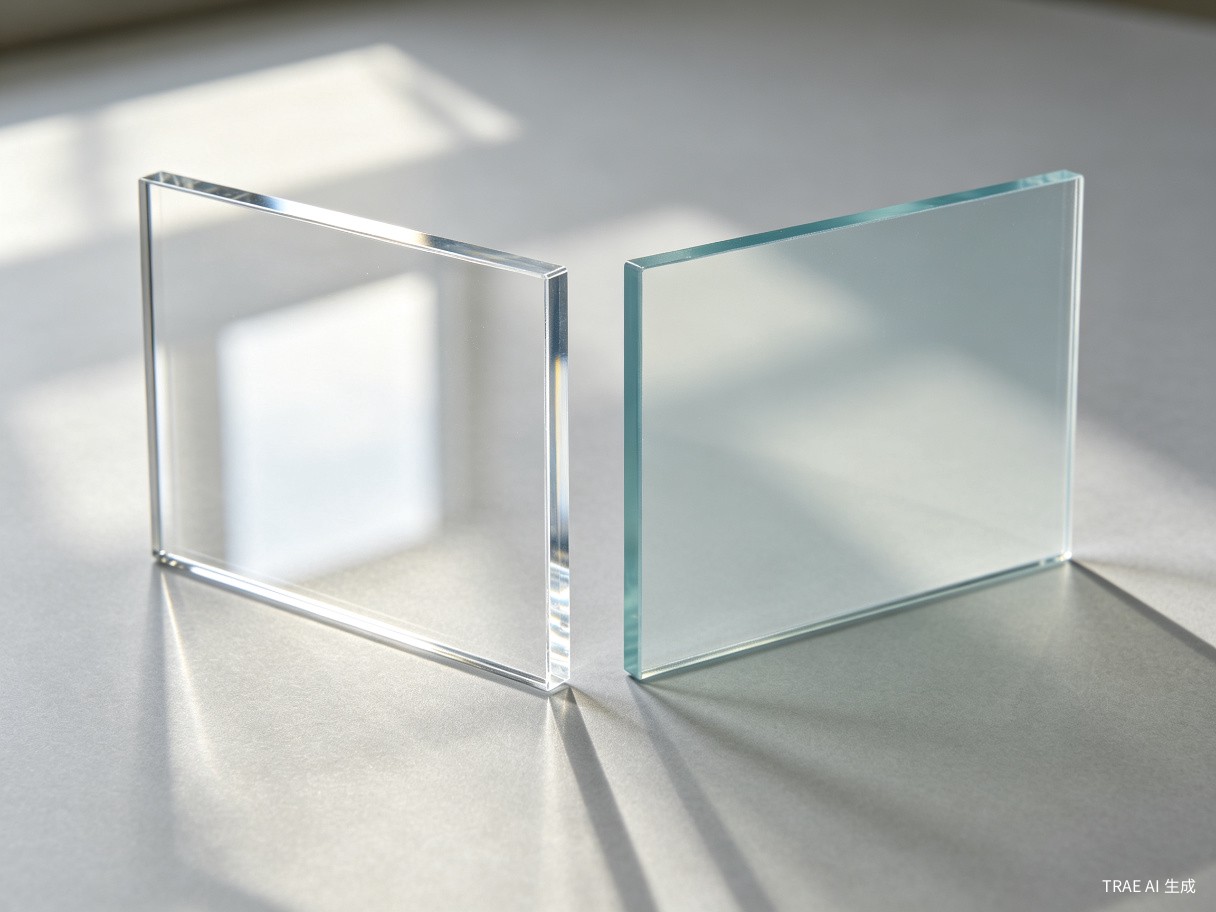 Crystal clear acrylic sheet showing superior optical clarity