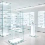 Overview of various acrylic display solutions in a modern retail environment