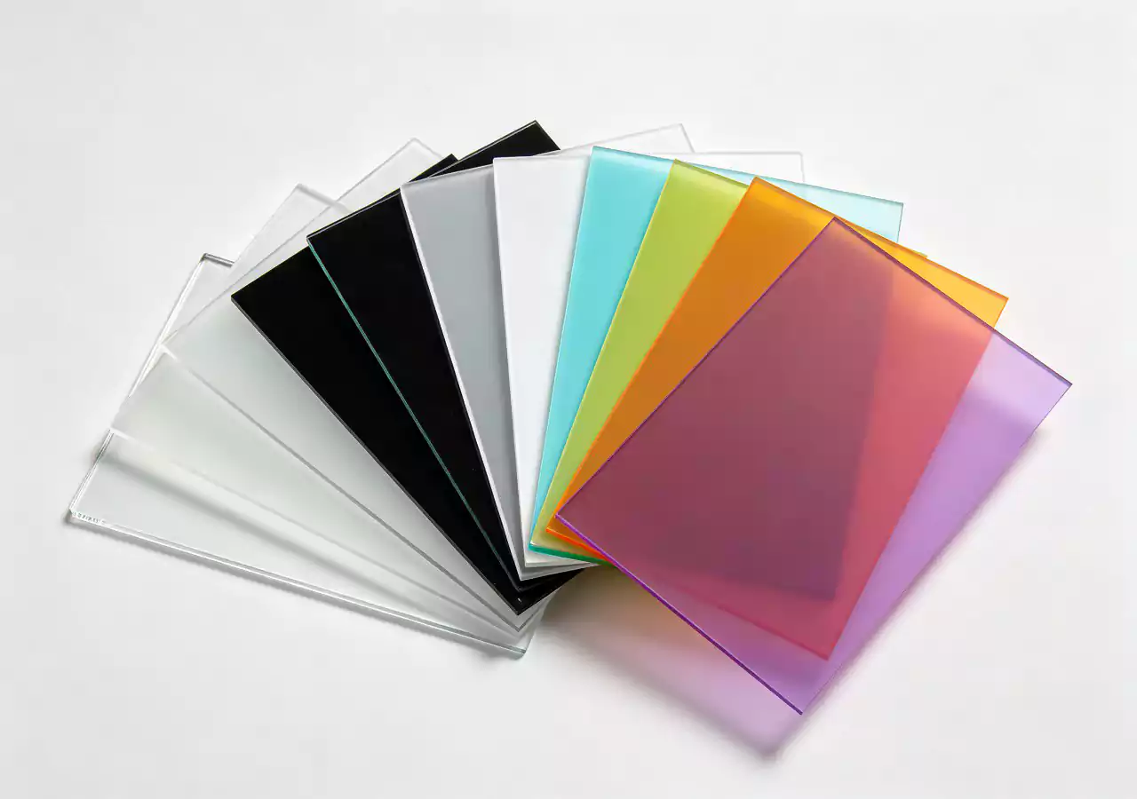 Close-up of high-quality clear acrylic material showing optical clarity