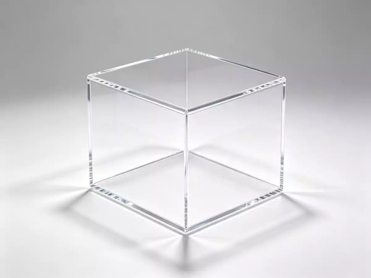 Crystal clear acrylic display box with perfectly joined invisible edges