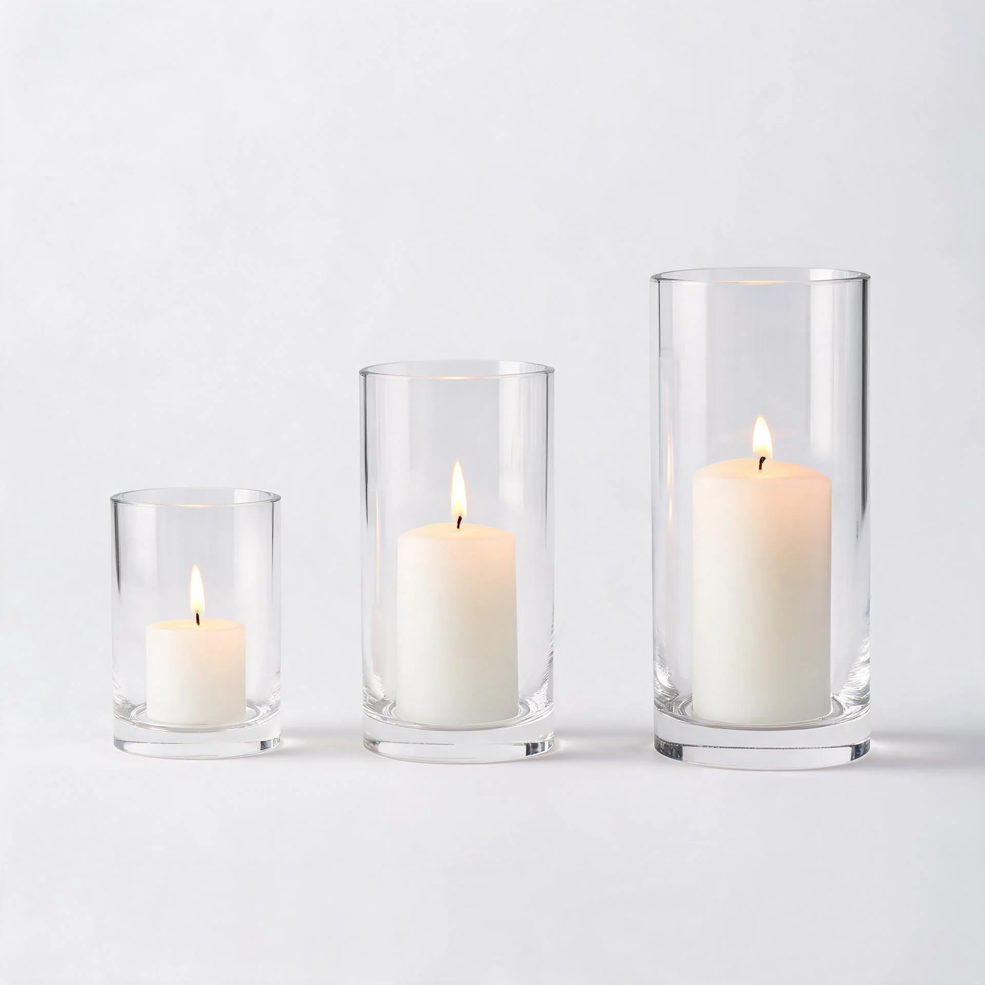Custom Clear Acrylic Pillar Candle Holders Set