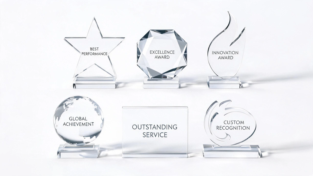 Various acrylic award shapes collection