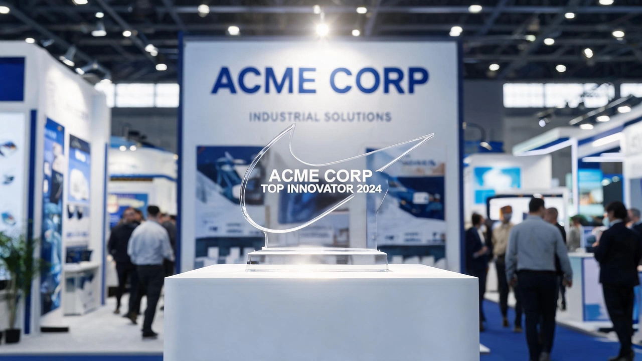 Custom acrylic logo award at trade show
