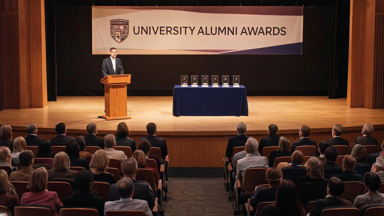 University alumni awards ceremony with acrylic plaques