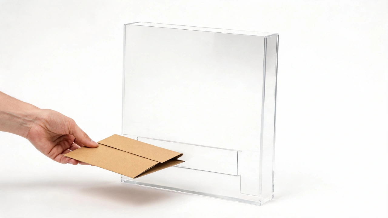 Acrylic sneeze guard with pass-through transaction window