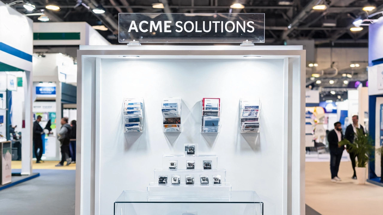 10x10 trade show booth with acrylic displays