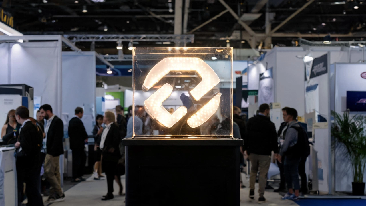 Custom acrylic logo display at trade show