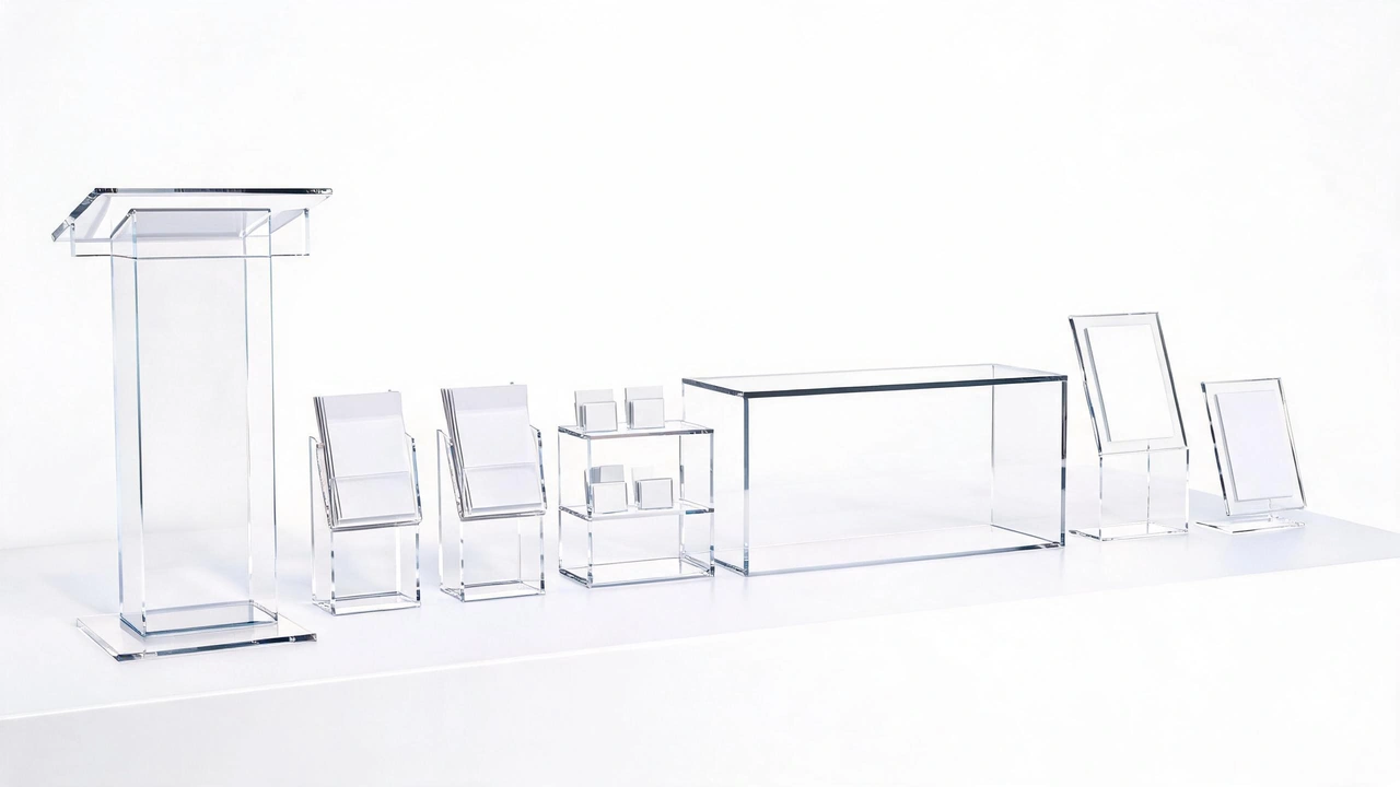 Collection of acrylic trade show display products
